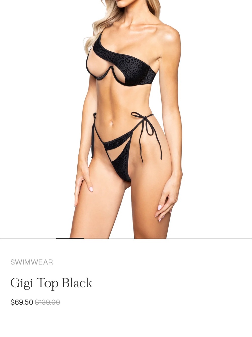 God Save Queens Black One-Shoulder Cutout Bikini Set